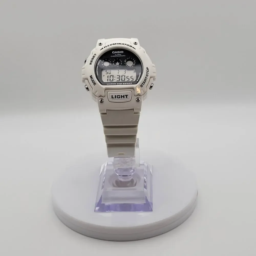 Casio W-214HC Glossy White Illuminator Digital Watch — Discontinued Model